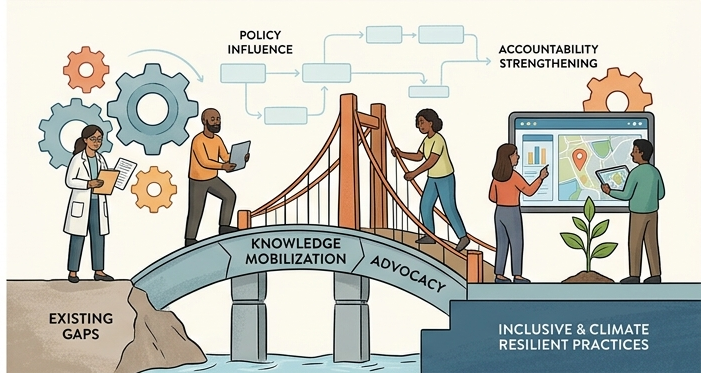 Illustration of diverse community members gathered around a table for co-creation and planning